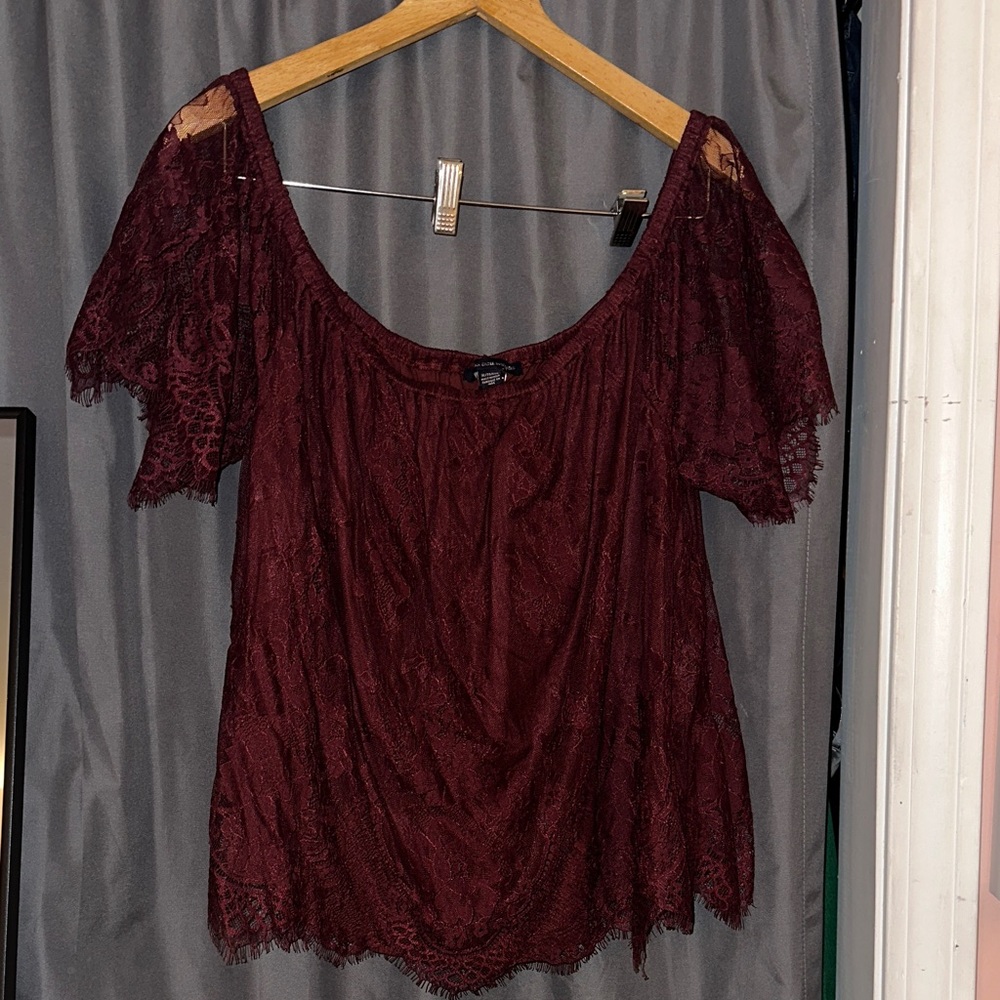 Elegant Burgundy Lace Top never worn.